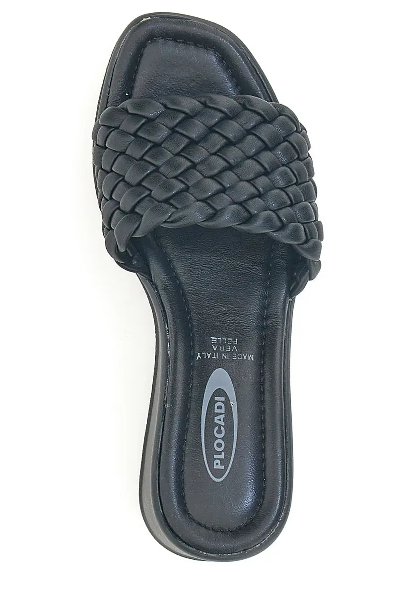 Ciabatte nere con fascia intrecciata e zeppa 8 cm Plocadi 18009 miniatura 3