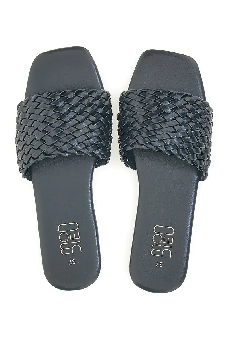 Ciabatte nere con fascia intrecciata MON DIEU PRE5410