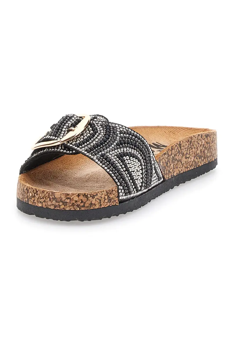 Ciabatte Nere Con Perline Me & Me 14602 miniatura 3
