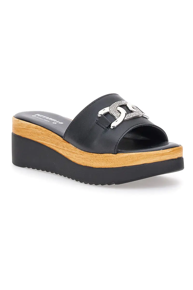 Ciabatte Nere Con Platform e Catenina Argentata Pittarello Love 3456 miniatura 2