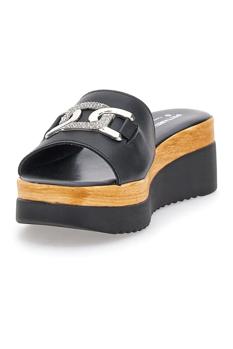 Ciabatte Nere Con Platform e Catenina Argentata Pittarello Love 3456 miniatura 3