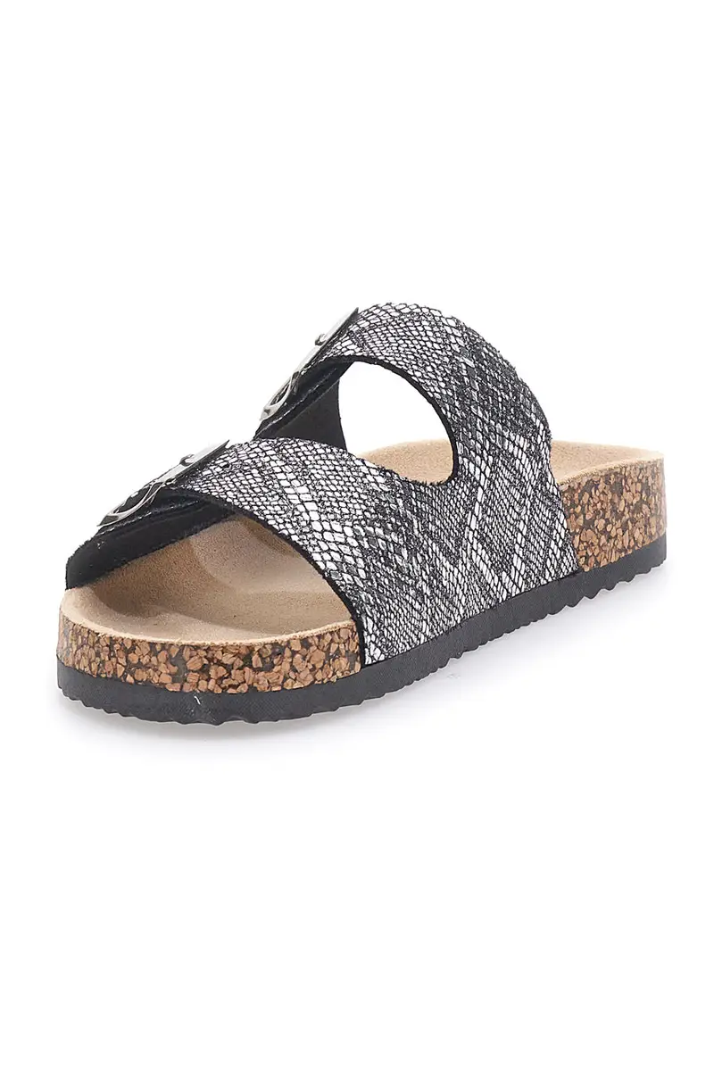 Ciabatte Nere con Tomaia A Fantasia e Doppia Fibbia PRIMA RIGA 1043108 miniatura 3