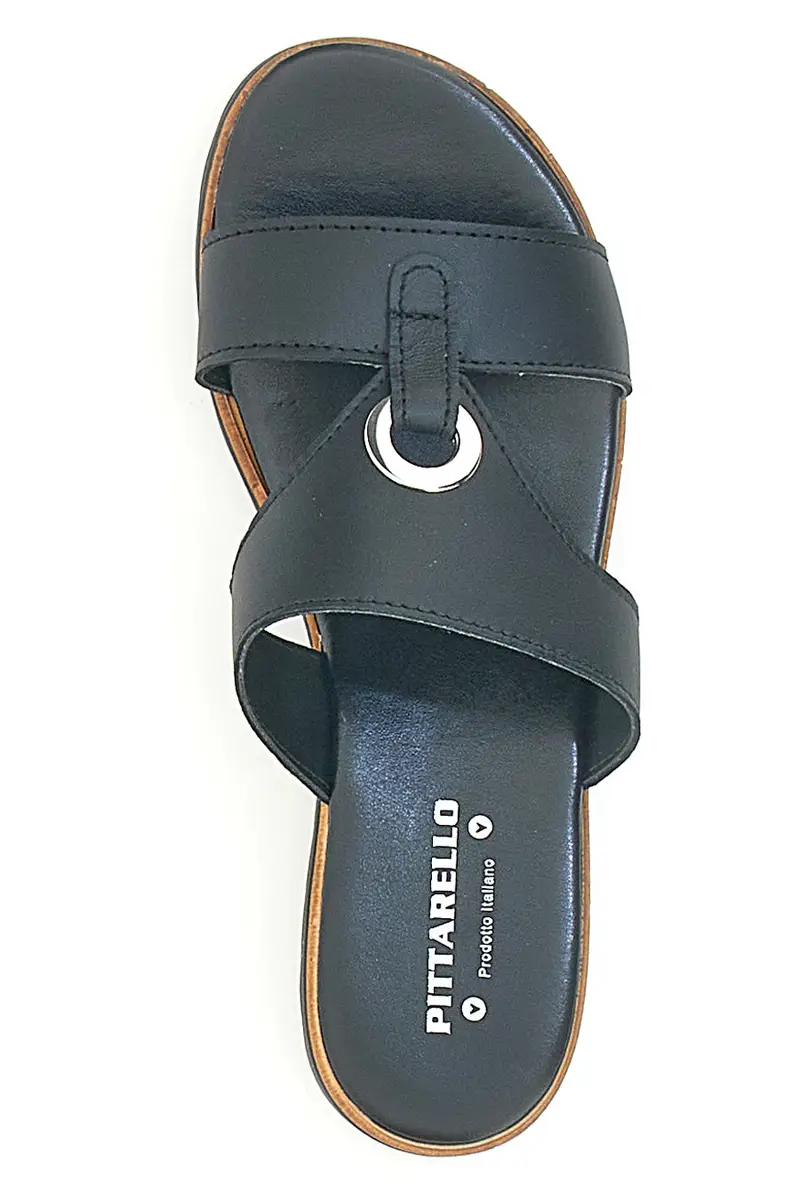 Ciabatte Nere con Tomaia in Pelle e Platform Made in Italy PITTARELLO 241070811 miniatura 3