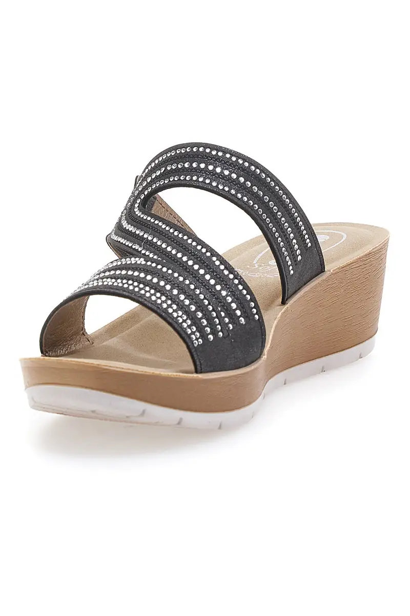 Ciabatte Nere con Zeppa e Strass Inblu 23RN miniatura 3