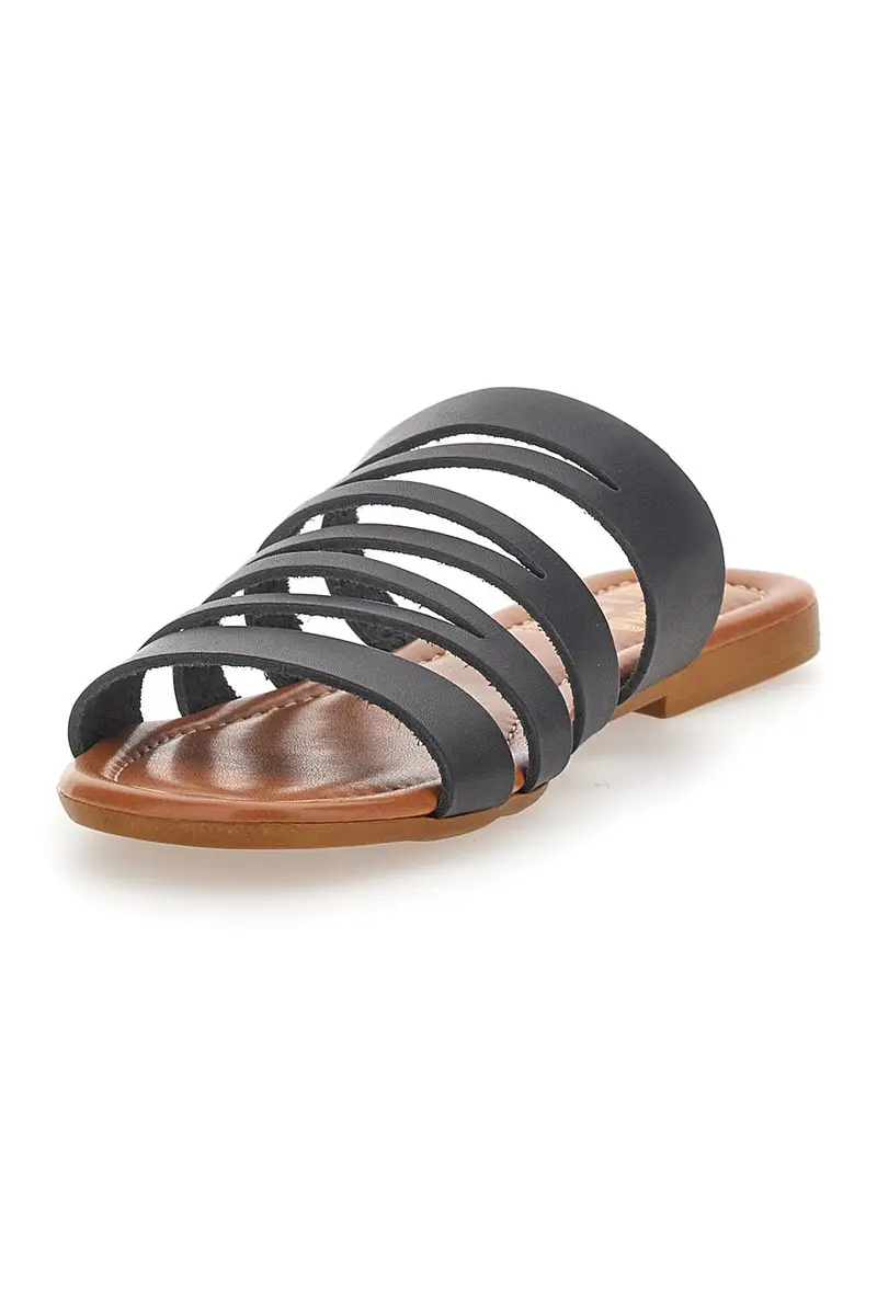 Ciabatte Nere Flat Con Tomaia in Pelle Made in Italy Prima Riga 31 miniatura 3