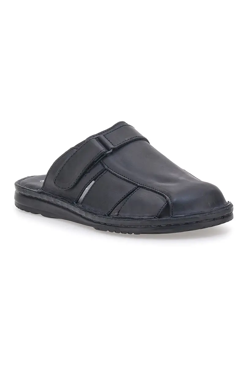 Ciabatte Nere In Vera Pelle Con Strappo Claremorris 1108 miniatura 2