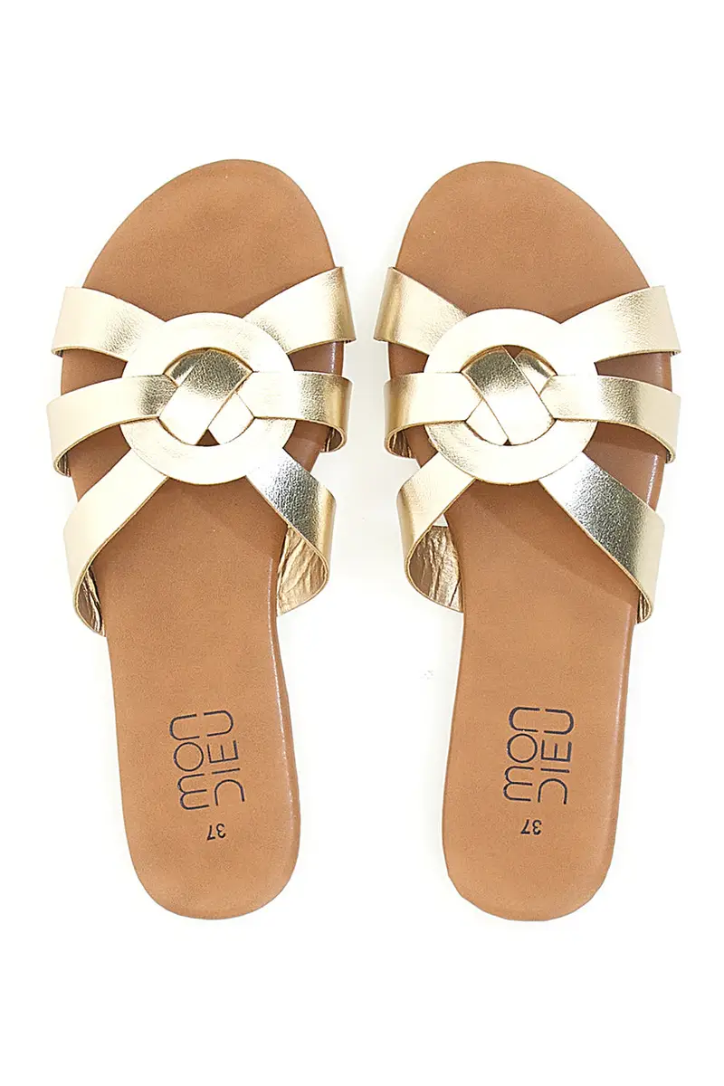 Ciabatte Platino con Tomaia Incrociata MON DIEU PREA444