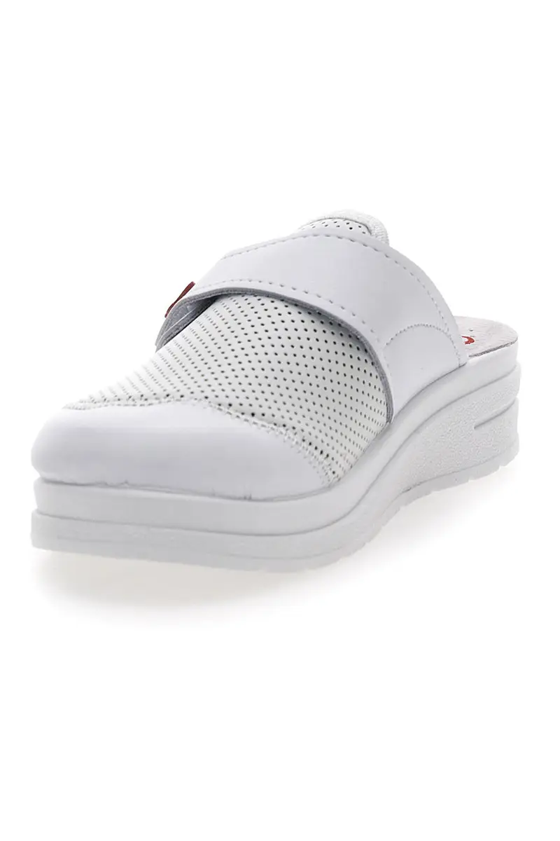 Ciabatte Professionali In Vera pelle bianche Made in Italy Mrs Chef 1768 miniatura 3