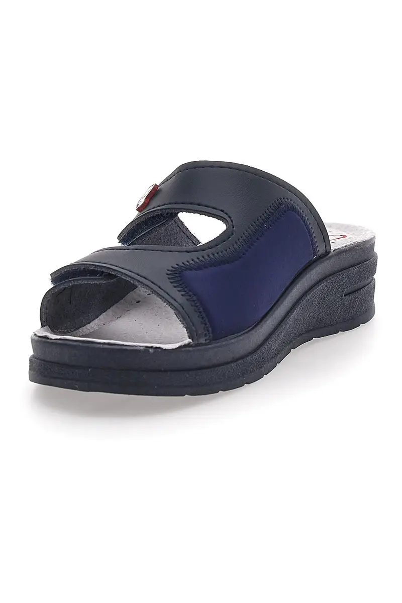 Ciabatte Professionali In Vera pelle blu Made in Italy MRS CHEF 1781 miniatura 3