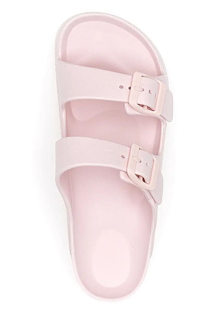 Ciabatte rosa con doppia fibbia in gomma 2T2L HM07 miniatura 3