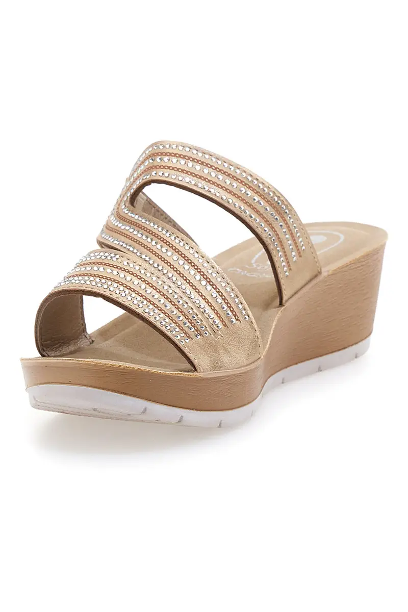 Ciabatte Sabbia con Zeppa e Strass Inblu 23RN miniatura 3