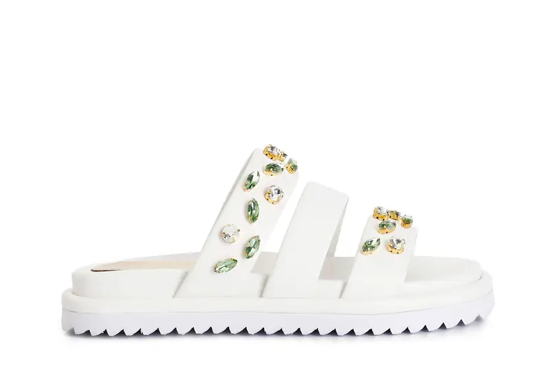 ciabatte tre fasce con strass bianco 38