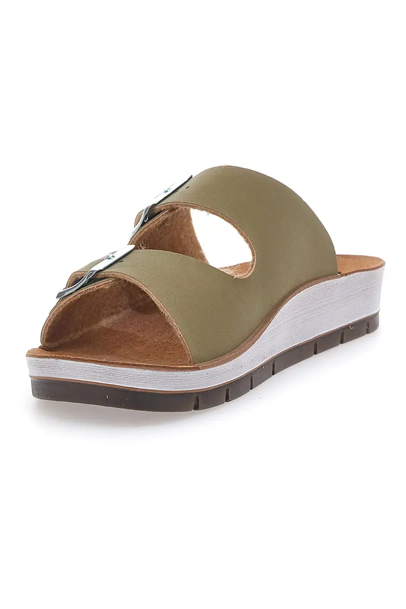 Ciabatte Verde con Doppia Fibbia e Punta Aperta INBLU 42 CP miniatura 3