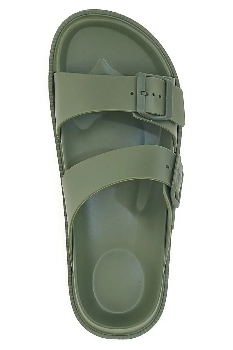 Ciabatte verdi in gomma con doppio cinturino 2T2L 72593 miniatura 3