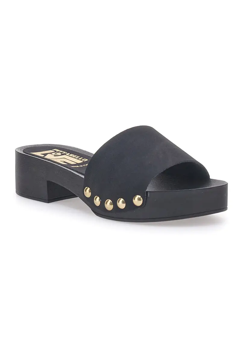 Ciabatte Zoccoli neri con borchie dorate e tacco basso Pittarello Love 9326 miniatura 2