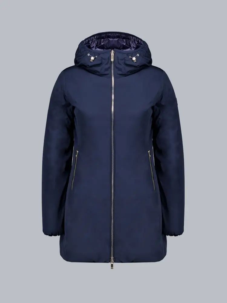 giubbotto blu navy donna reversibile lungo