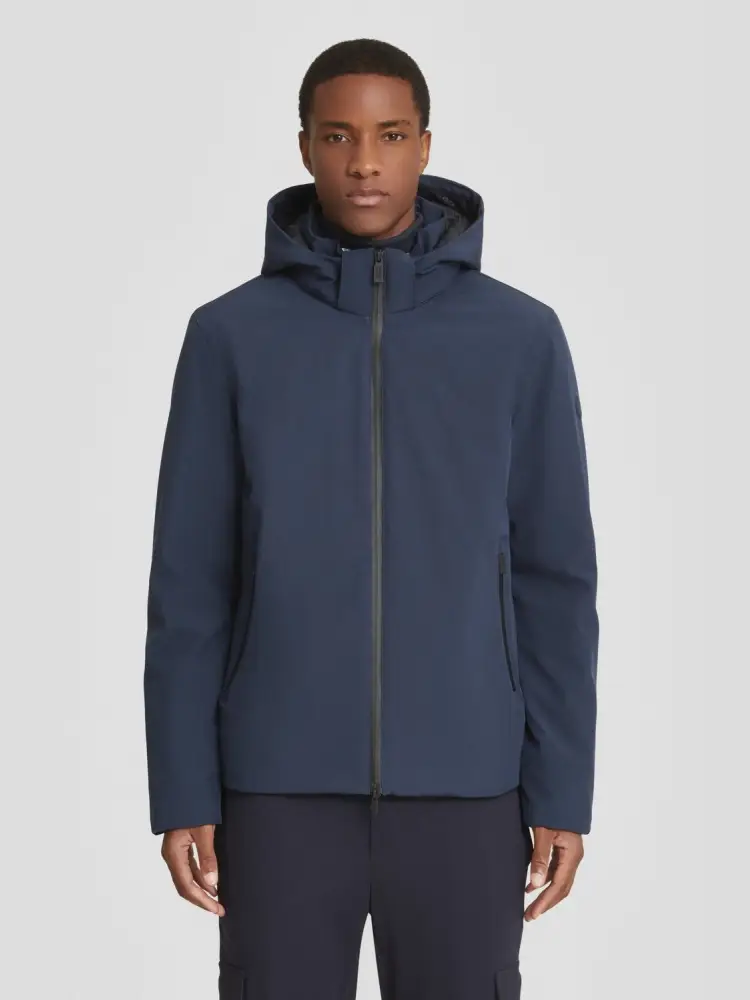 giubbotto blu navy uomo con cappuccio