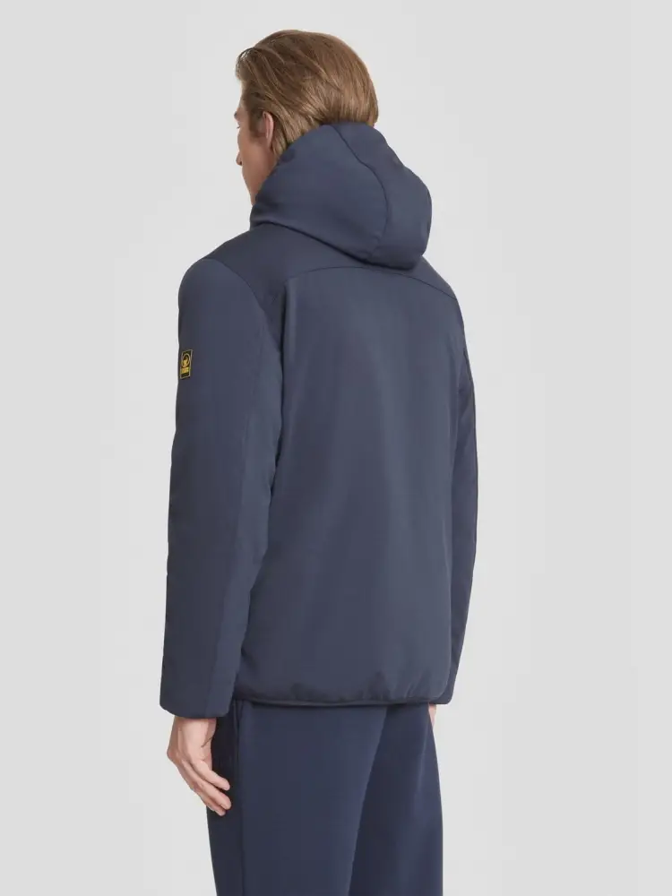 giubbotto blu navy uomo corto con cappuccio miniatura 3