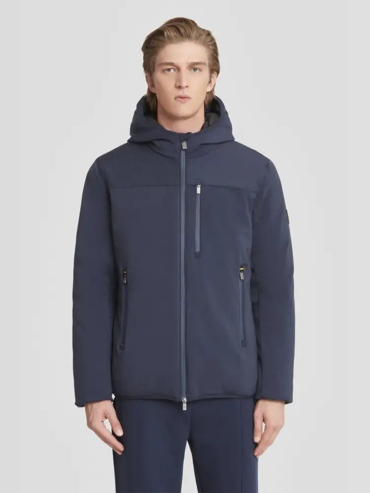 giubbotto blu navy uomo corto con cappuccio