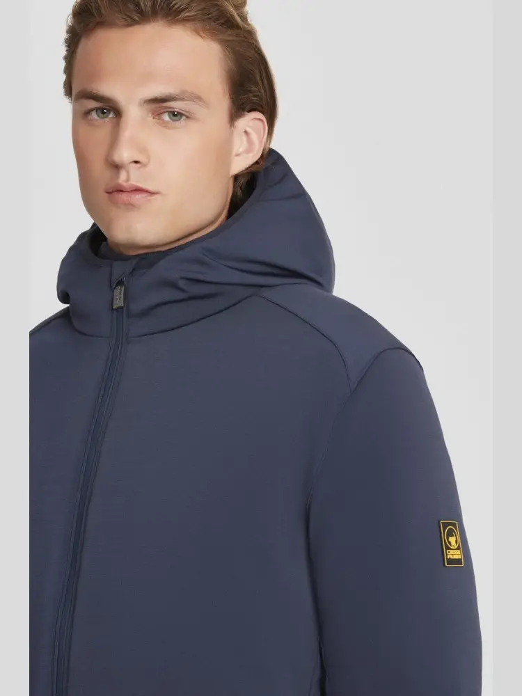 giubbotto blu navy uomo lungo con cappuccio miniatura 2