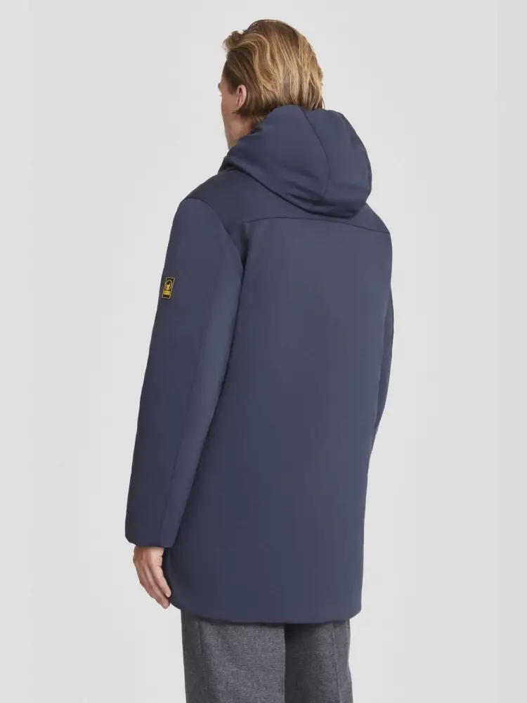 giubbotto blu navy uomo lungo con cappuccio miniatura 3