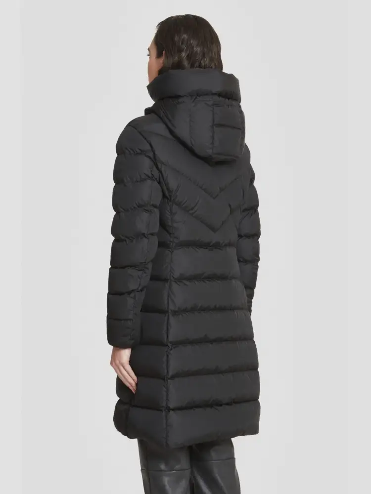 giubbotto nero donna lungo con cappuccio miniatura 3