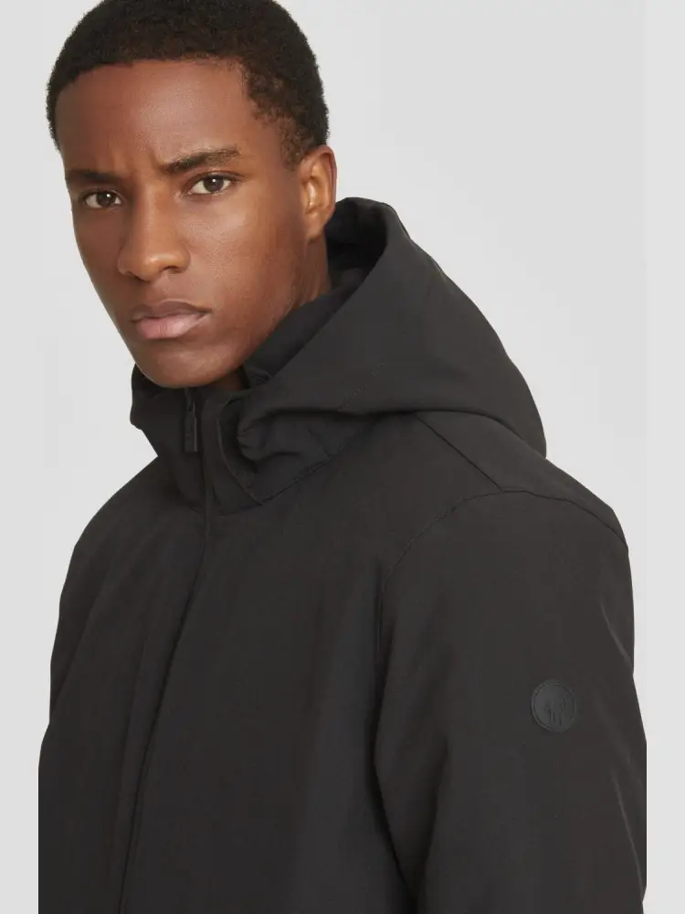 giubbotto nero uomo liscio con cappuccio miniatura 2