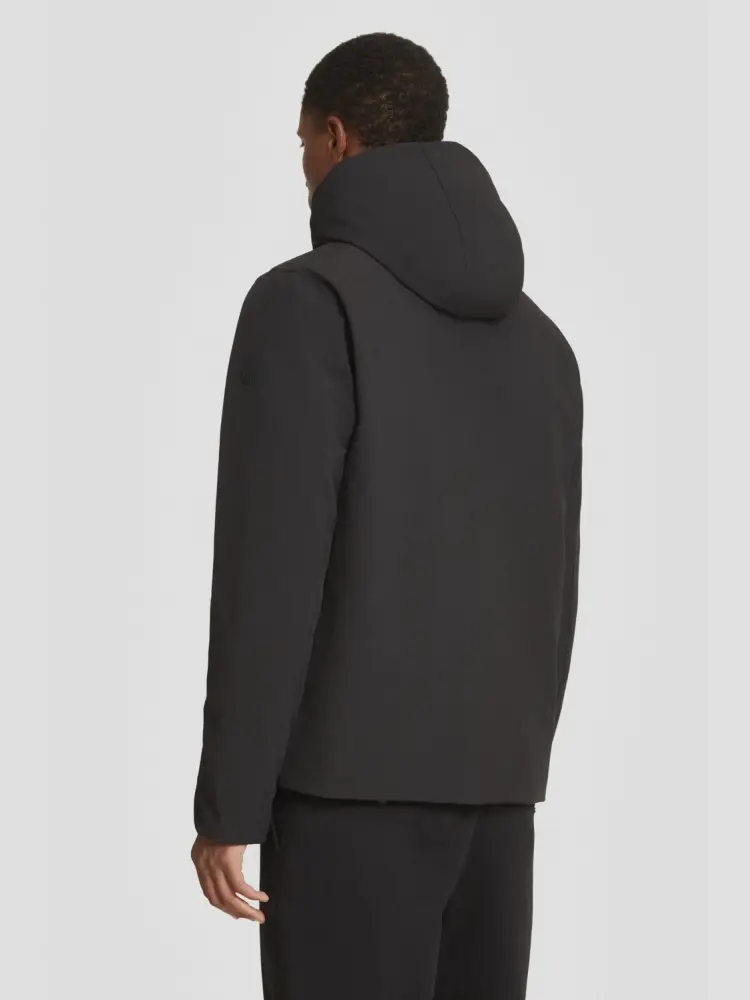 giubbotto nero uomo liscio con cappuccio miniatura 3