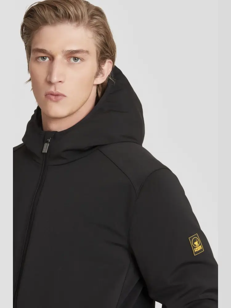 giubbotto nero uomo lungo liscio con cappuccio miniatura 2