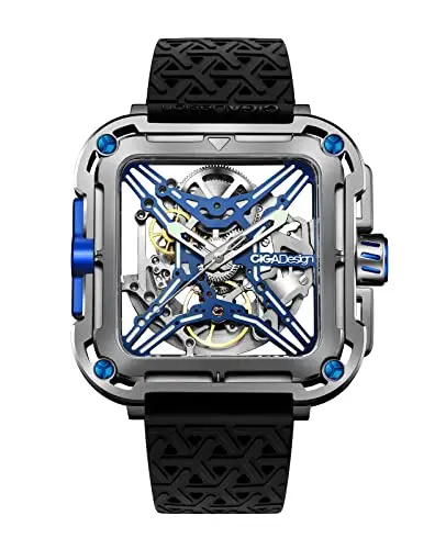 CIGA Design Orologio Automatico Uomo - X Series SUV Titanio Orologio da Polso Meccanico con Design Scheletro, Quadrato,