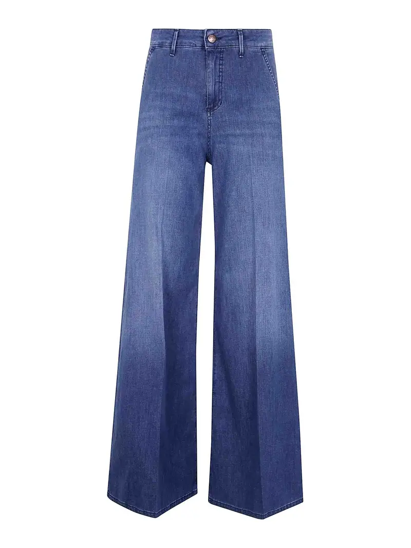 Jeans palazzo medio gamba larga Blu
