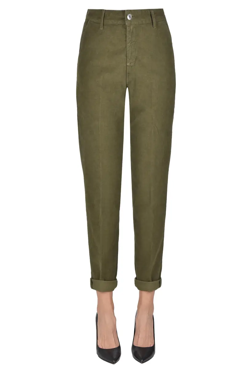 Pantaloni chino in fustagno Verde oliva