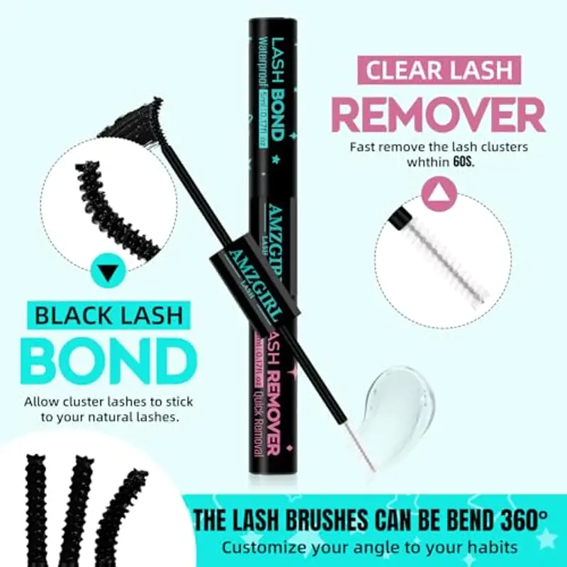 Ciglia Finte Bond and Remover 2 en 1, colla per ciglia impermeabile, Remover Extension Ciglia Trasparente, Rimuovi miniatura 2