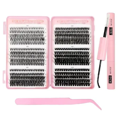 Ciglia Finte Ciuffetti,580 Pezzi Kit Extension Ciglia,30-40-50-60-80-100D Lash Cluster,Ciuffetti Ciglia Finte Kit per