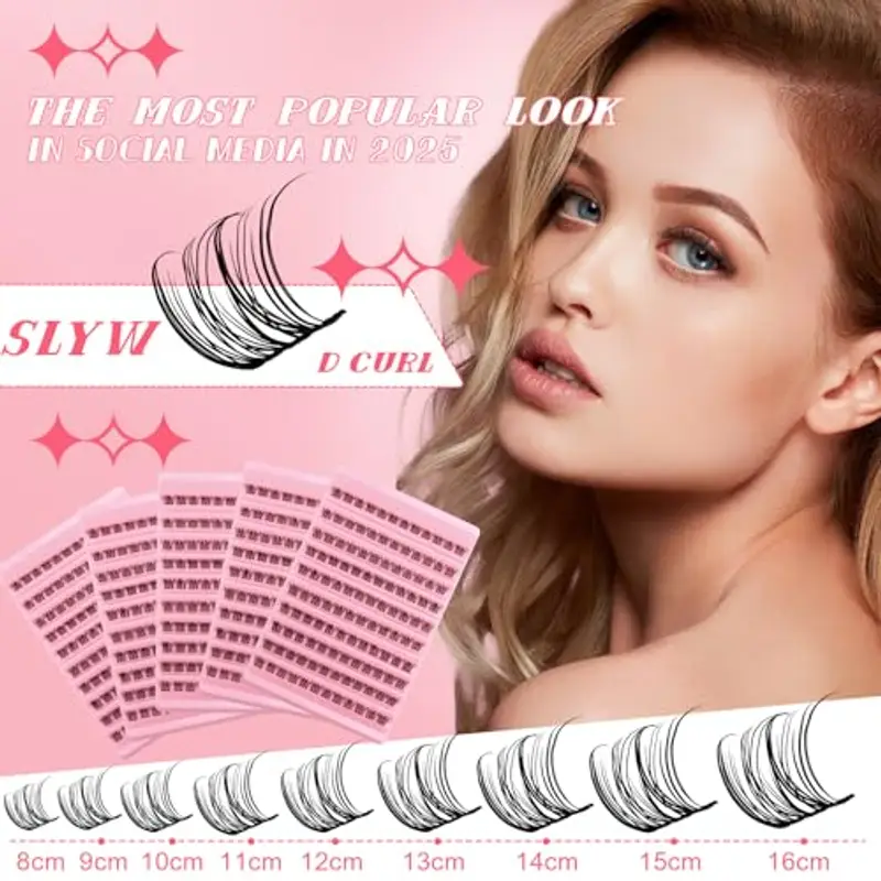 Ciglia Finte Ciuffetti Kit Wispy Extension Ciglia 8-16mm Naturali D Curl Kit Ciglia Extension Fai Da Te per Principianti miniatura 2