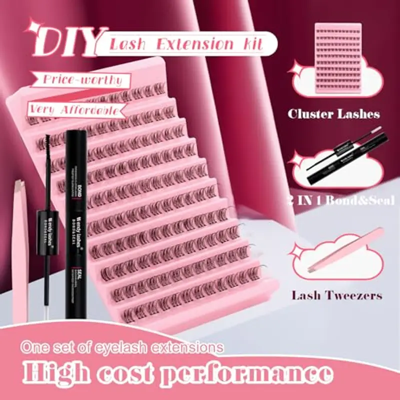 Ciglia Finte Ciuffetti Kit Wispy Extension Ciglia 8-16mm Naturali D Curl Kit Ciglia Extension Fai Da Te per Principianti miniatura 3