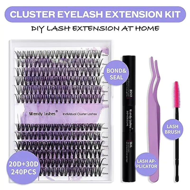 Ciglia Finte Individuali Kit C Curl 240PCS DIY Cluster Lashes Kit 20P/30P 0, 07mm Mix 12-16mm Ciuffetti Extension Ciglia miniatura 2