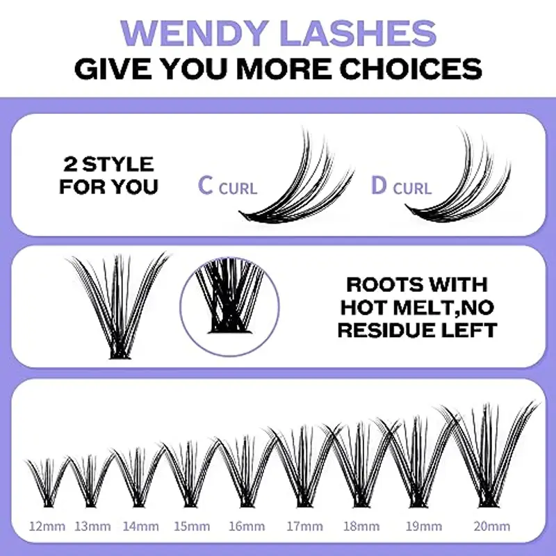 Ciglia Finte Individuali Kit C Curl 240PCS DIY Cluster Lashes Kit 20P/30P 0, 07mm Mix 12-16mm Ciuffetti Extension Ciglia miniatura 3