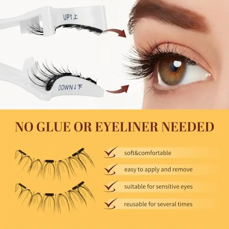 Ciglia Finte Magnetiche Naturali, Ciglia Finte Magnetiche riutilizzabili con applicatore, non c'è bisogno di colla miniatura 3