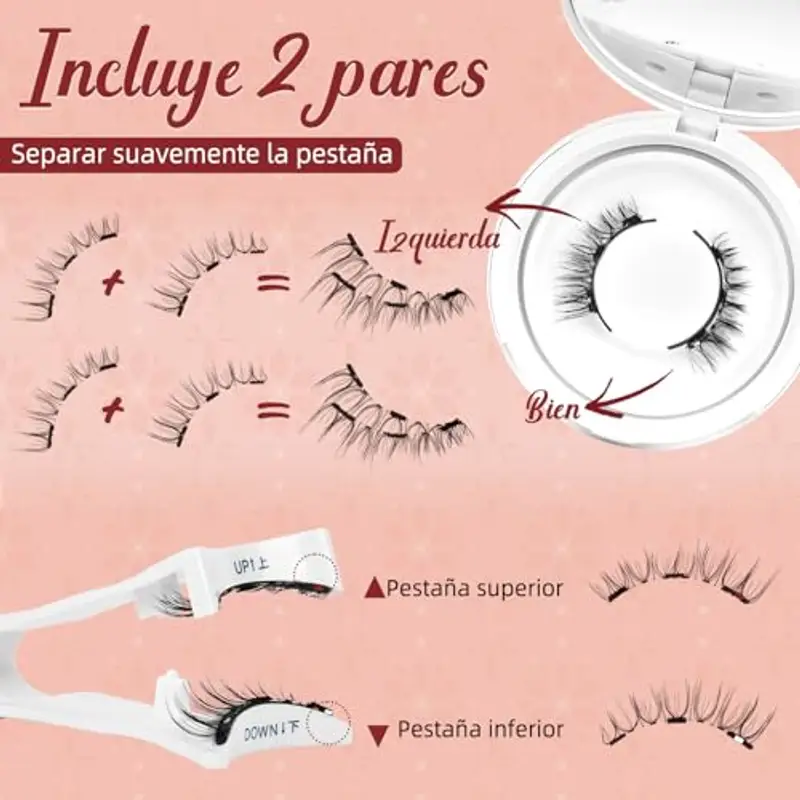 Ciglia Finte Magnetiche Naturali, Higu Clace Ciglia Magnetiche Con Applicatore, Ciglia Finte Senza Colla, Facili Da Indossare E Rimuovere, Magnetic False Eyelashes(Set N) miniatura 2