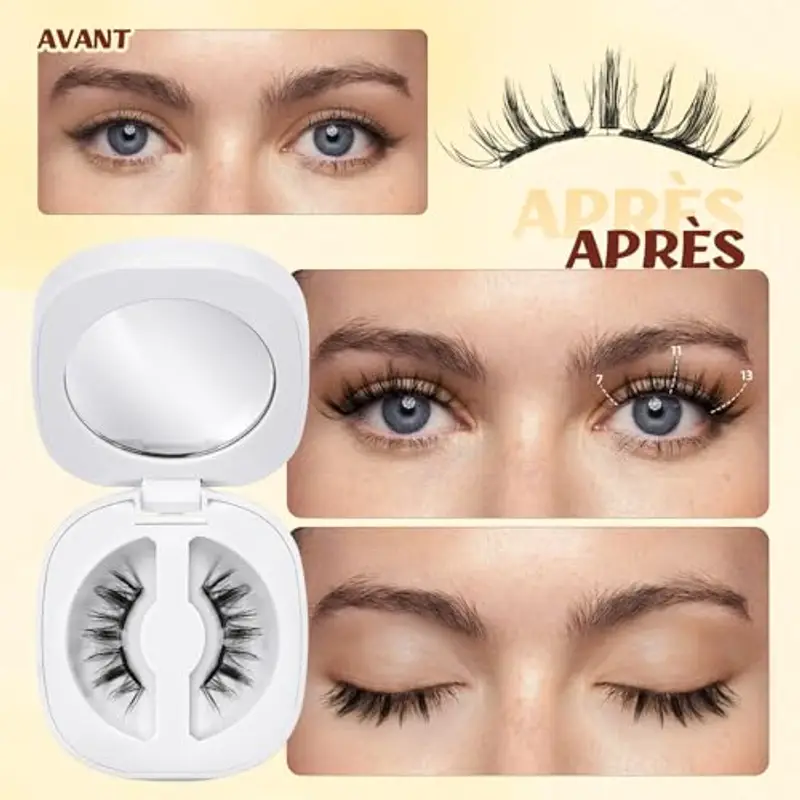 Ciglia Finte Magnetiche QUEWEL, 1 paio di ciglia magnetiche morbide, riutilizzabili con applicatore, senza colla miniatura 2