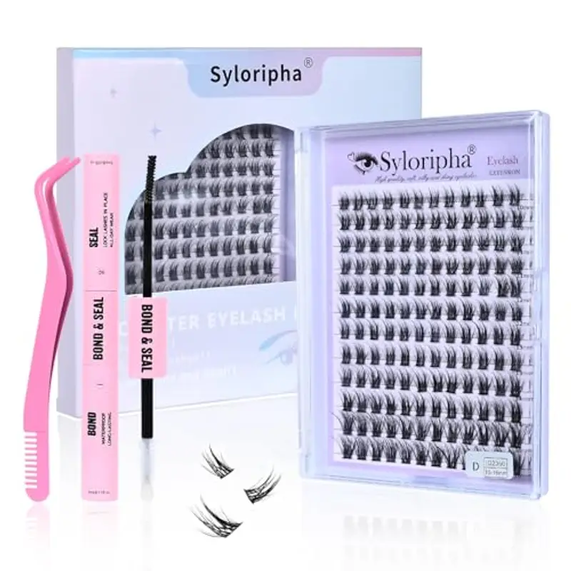 Ciglia Finte Naturale Ciuffetti Ciglia Syloripha D Curl 10-16mmMista 144pezzi,Estensione Ciglia Individuali,Morbido Ciglia Finte Ciuffetti Riutilizzabile Fai Da Te Per Uso Personale E Familiare(2350D)