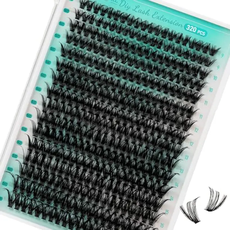 Ciglia individuali, ciglia a grappolo D Ciglia a grappolo individuali 320Pcs 50D Extension ciglia, ciglia morbide,