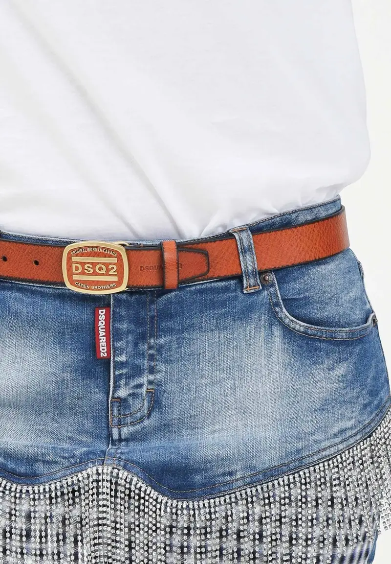 Cintura cuoio da donna con fibbia logo miniatura 2