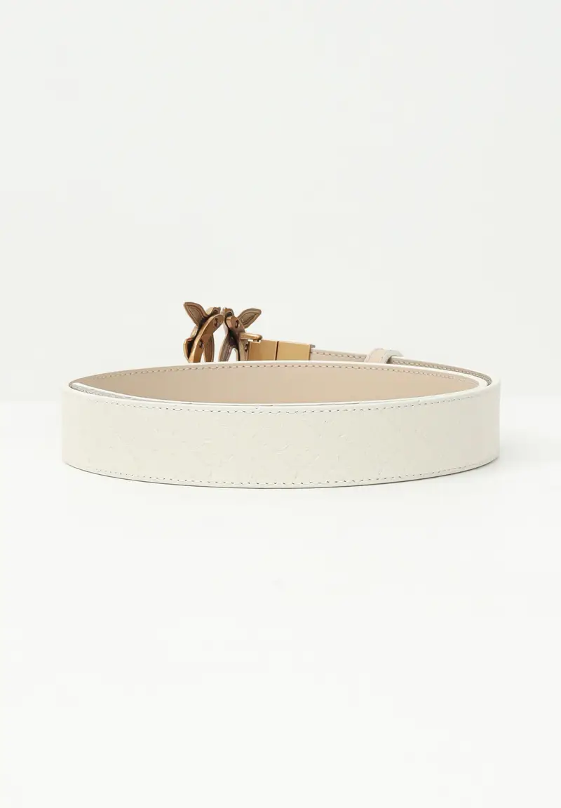 Cintura double face panna e beige da donna con fibbia Love Birds miniatura 3