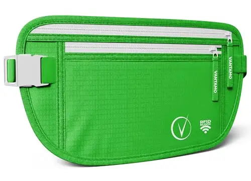 Cintura per soldi da viaggio nascosta, portafoglio con protezione RFID, adatta per passaporto e telefono con custodia