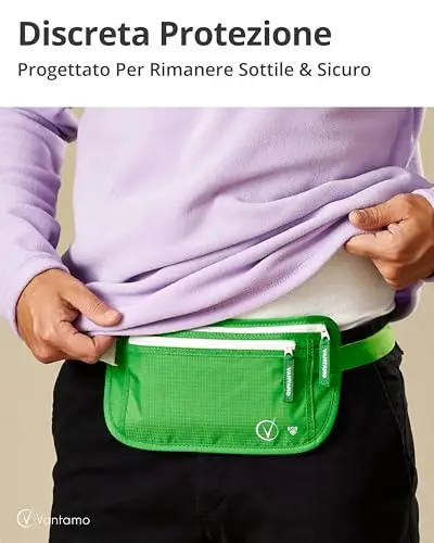 Cintura per soldi da viaggio nascosta, portafoglio con protezione RFID, adatta per passaporto e telefono con custodia miniatura 2