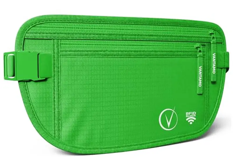 Cintura per soldi da viaggio nascosta, portafoglio con protezione RFID, adatta per passaporto e telefono con custodia