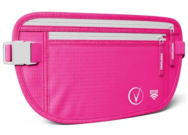 Cintura per soldi da viaggio nascosta, portafoglio con protezione RFID, adatta per passaporto e telefono con custodia