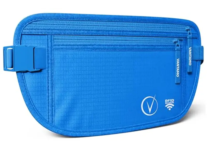 Cintura per soldi da viaggio nascosta, portafoglio con protezione RFID, adatta per passaporto e telefono con custodia